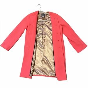 J. Crew Coral Italian Double Cloth Woven Wool Blend Coat Coral Long Jacket 2P